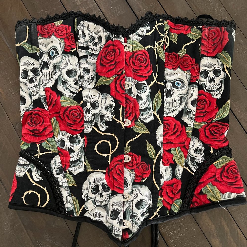Living Dead Souls Skulls and Roses Corset